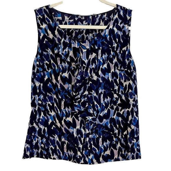 Halogen Silk Front Ruffle Sleeveless Summer Blouse MP - Picture 1 of 8